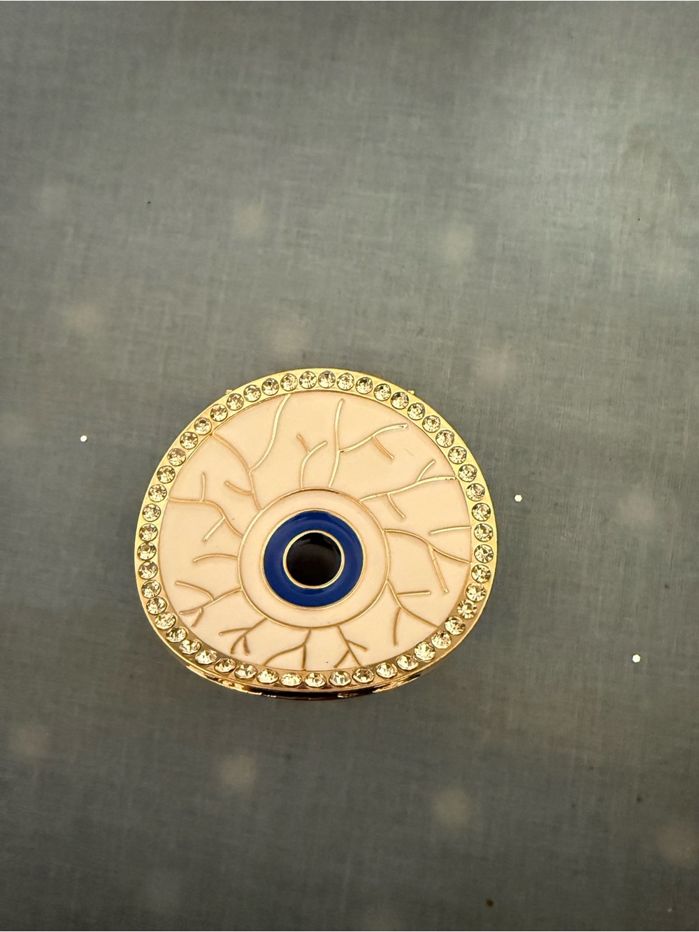 & Other Stories Gold-Tone Pink Enamel Evil Eye Hair Accessory with Blue Center
